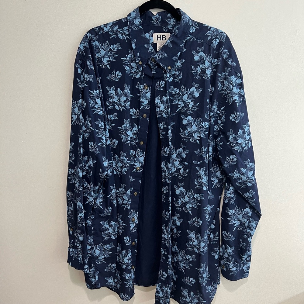 Men's Blue Floral Polo Shirt